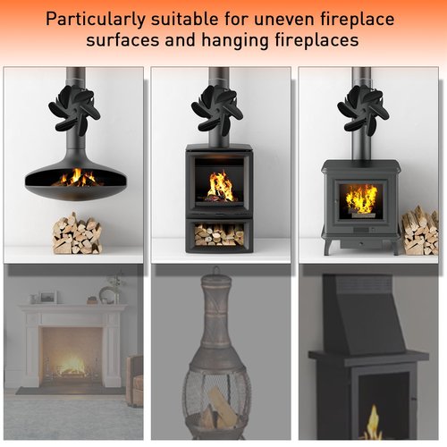 HIDALIFE Wood Stove Fan Heat Powered, Magnetically Flue Pipe Mounted 6 Blades Fan, Non Electric, Silent Thermal Fan for Gas Pellet Wood Burner Tent Stove Accessories