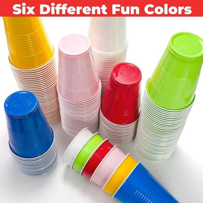 Goaste 240-Pack Colorful 16oz Disposable Plastic Party Cups - Perfect for Events & Gatherings