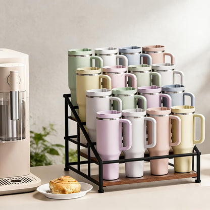 MOJOHAND 4-Tier Tumbler Organizer - Holds 16 Stanley 40 oz Tumblers & Water Bottles | Perfect for Kitchen & Pantry
