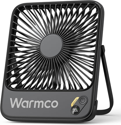 Warmco 10000mAh Portable Travel Fan - 7-Inch, Ultra-Thin, Quiet Design with 24H Runtime | Ideal for Camping, Office, Bedroom