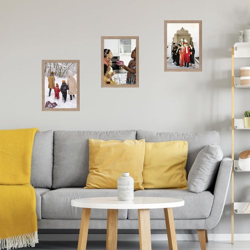 JCJMY 10x14 inch Picture Frame, Horizontal and Vertical Formats for Wall Hanging, 10 x 14 Wall Gallery Poster Photo Frame with Shatter Resistant Plexiglass, Rustic Brown