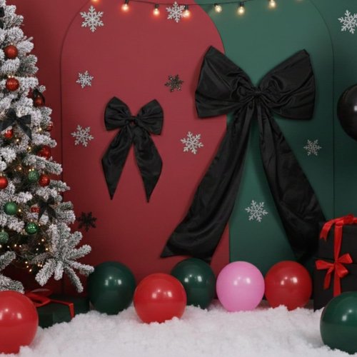 Black Bow Decor - 2 Pack Coquette Wall Backdrop | Large & Small Black Bows for Events & Celebrations