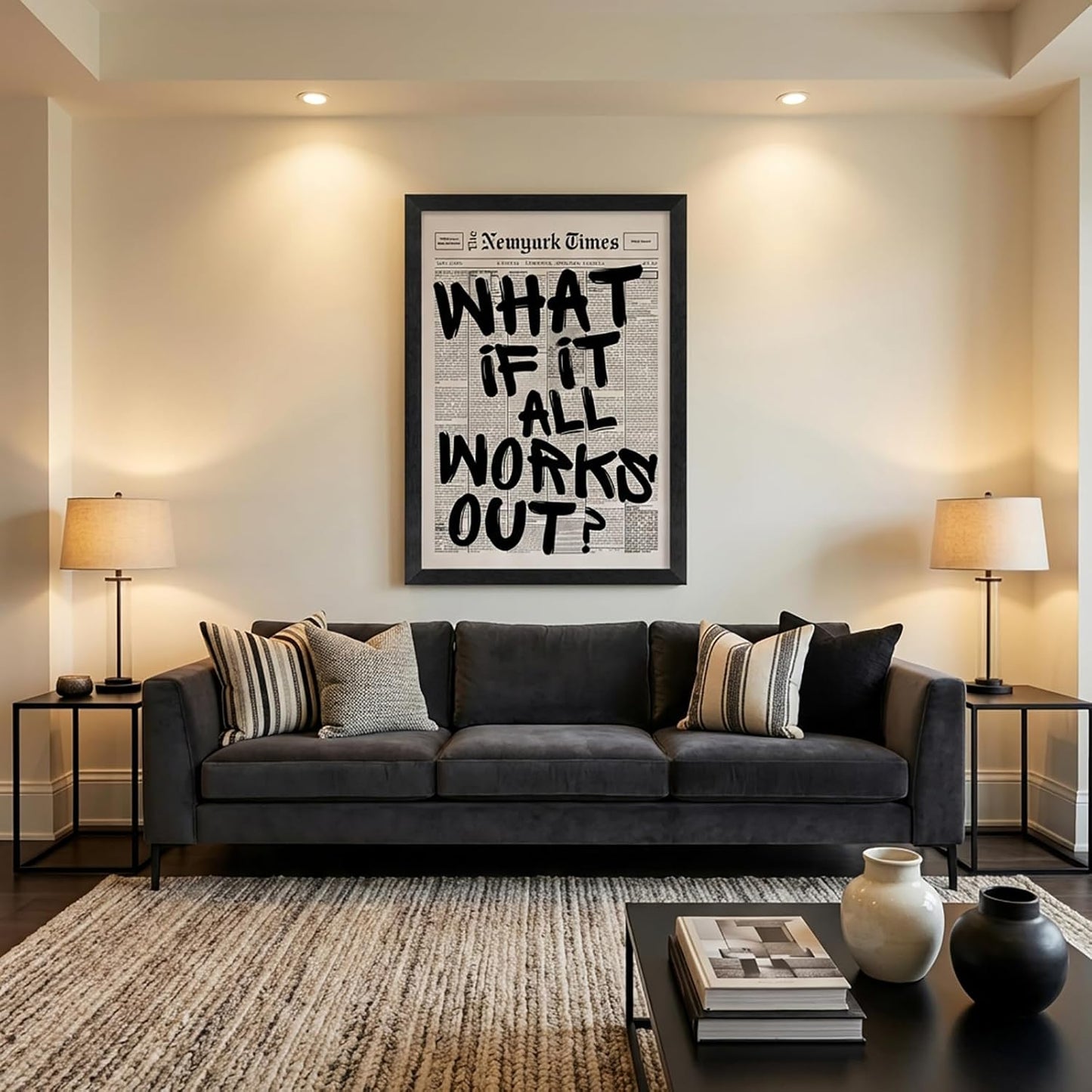 Skiennix 16X20 Inch Black Frame - Motivational Canvas Wall Art | Inspirational Quote Print for Home & Office