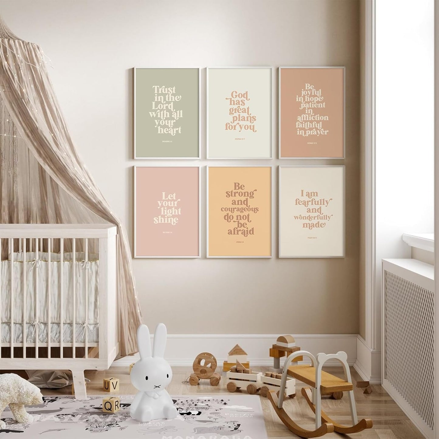 Regine Switzerland Bible Verse Wall Art - Inspirational Christian Canvas Prints for Kids | 8x10 Inch Unframed Set of 6