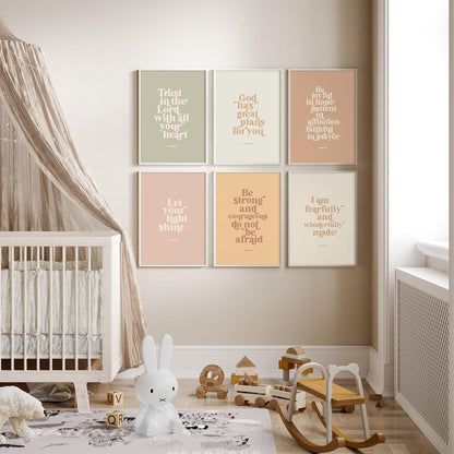 Regine Switzerland Bible Verse Wall Art - Inspirational Christian Canvas Prints for Kids | 8x10 Inch Unframed Set of 6