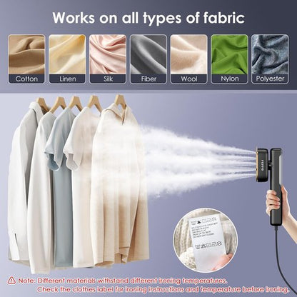 FEPPO Travel Steamer - 2 in 1 Portable Clothes Iron | Fast Heating, 1100W Power, Dual Voltage