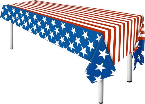 Esjay American Flag Tablecloths - 2 Pack Plastic Covers (54"x72") for Patriotic Celebrations