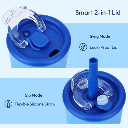 Candy Tumbler 25 oz Insulated Stainless Steel Water Bottle - 2-in-1 Lid with Straw, Ocean Blue