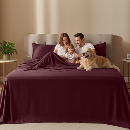 Utopia Bedding California King Size Sheet Set – 4 Piece Bed Sheets, Soft and Breathable Microfiber, Includes 1 Fitted Sheet, 1 Flat Sheet and 2 Pillowcases – Oeko Tex (Burgundy)