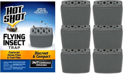 Hot Shot Flying Insect Trap - Discreet & Hassle-Free Solution for House & Fruit Flies | 6 Count