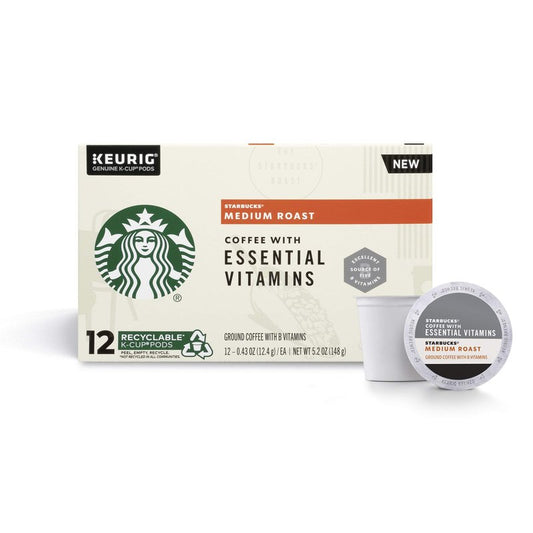 Starbucks Medium Roast K-Cup Coffee Pods with Essential B Vitamins — for Keurig Brewers — 4 boxes (48 pods total)