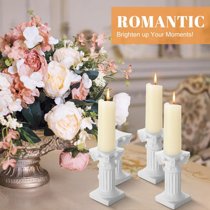 Reallnaive Mini Greek Column Candle Holders - 10 Pcs Resin Pillar Stands for Wedding & Christmas Decor