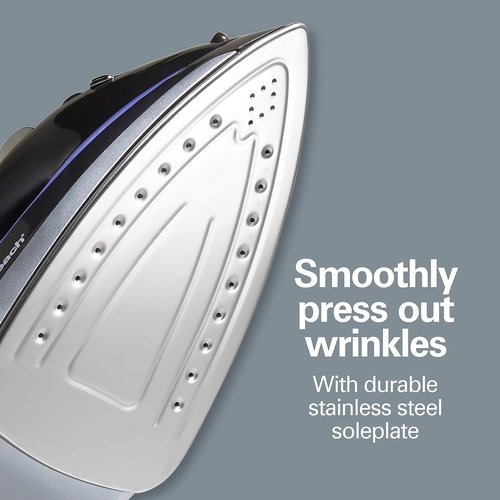 Hamilton Beach Steam Iron - Powerful 1200W Garment Steamer with Stainless Steel Soleplate | Black, Pack of 2