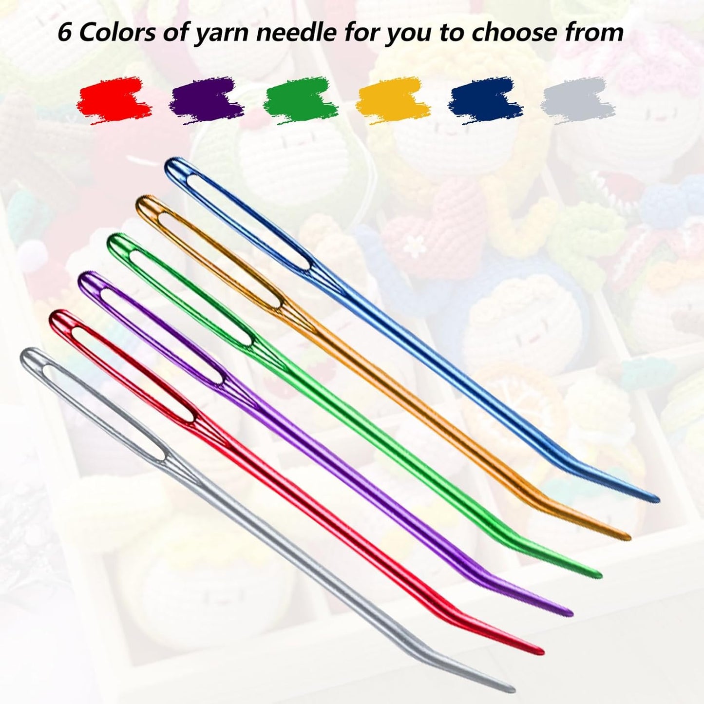 Yasdyri Yarn Needles Aluminum Tapestry Needle with Storage Box for Crochet Large Eye Weaving Needle 12 PCS