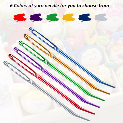 Yasdyri Yarn Needles Aluminum Tapestry Needle with Storage Box for Crochet Large Eye Weaving Needle 12 PCS