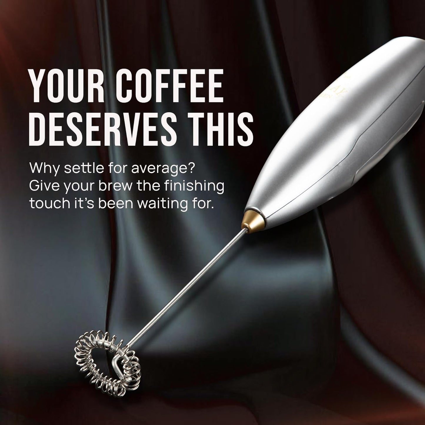 Zulay Kitchen Executive Series Luxury Gift Milk Frother with 4 Duracell Batteries – Handheld Electric Foam Maker for Coffee, Lattes & Hot Chocolate – Deluxe Finish, Ultimate Gift for Coffee Lovers