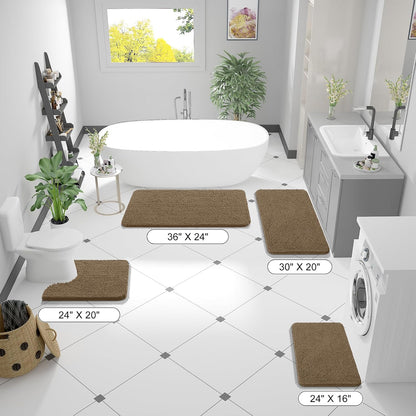 OLANLY Bathroom Runner Rugs - Extra Soft Absorbent Chenille | Quick-Dry, Machine Washable, 44x24, Tan