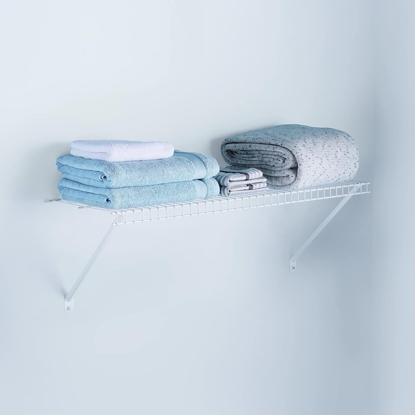 Rubbermaid Direct Wall Shelf - 3 Ft. Wide Wire Shelving Organizer with Mounting Hardware | White