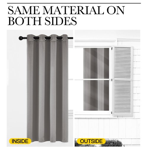 NICETOWN Chrome Gray Bedroom Curtains 63 inch Length 2 Panels, Grommet Window Treatment Thermal Insulated Solid Faux Silk Room Darkening Drapes for Kids Room, W52 x L63