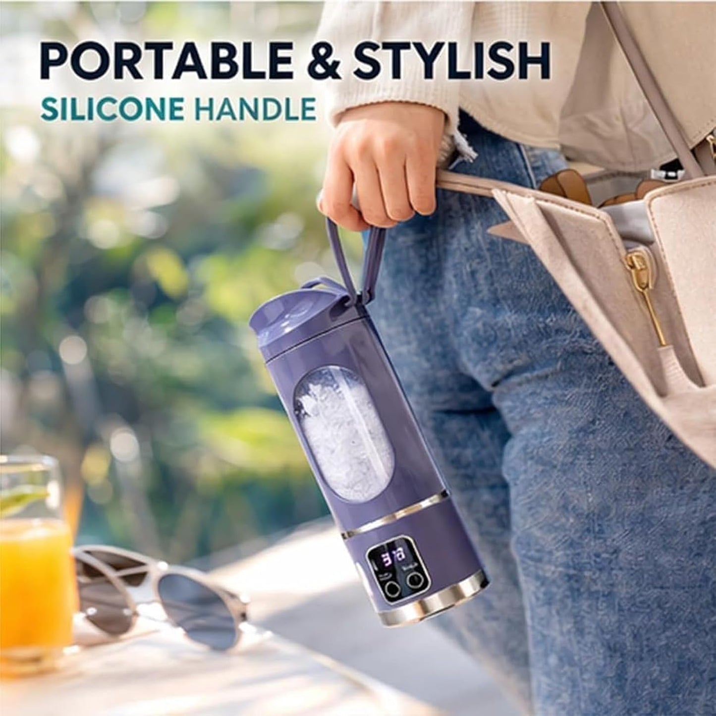 Skiennix Portable Wireless Juicer - 16oz USB Rechargeable Mini Blender for Travel & Gym (Purple)