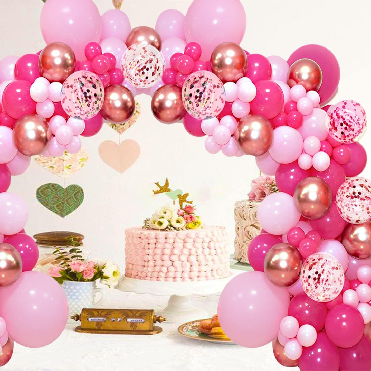 Skiennix Pink & White Balloons - 100pcs 12 Inch Hot Pink & Pastel Pink for Celebrations | Mother's Day, Birthdays, Weddings