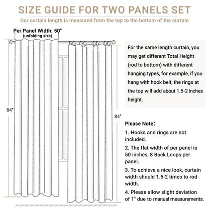 100% Blackout Shield Linen Blackout Curtains for Bedroom 84 Inches Long, Back Tab/Rod Pocket Living Room Drapes, Thermal Insulated Blackout Curtains 2 Panels Set, 50" W x 84" L, Cream