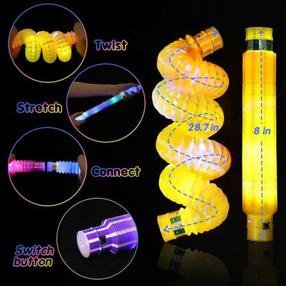 Gigilli Glow Sticks Party Favors - 12 Pcs Light Up Pop Tubes & Glow Necklace Bracelets | Fun Easter Basket Stuffers