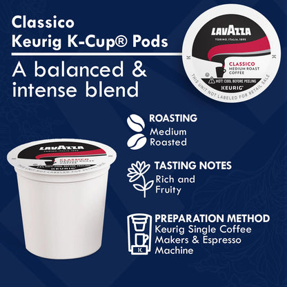 Lavazza K-Cups Mix 30 Pods - Espresso Italiano, Classico, Decaf, 10ea Espresso Cups Arabica, Compatible Keurig Brewers, Single Serve Coffee Machines, Light, Medium, Dark Roast, Kcups Coffee Caps