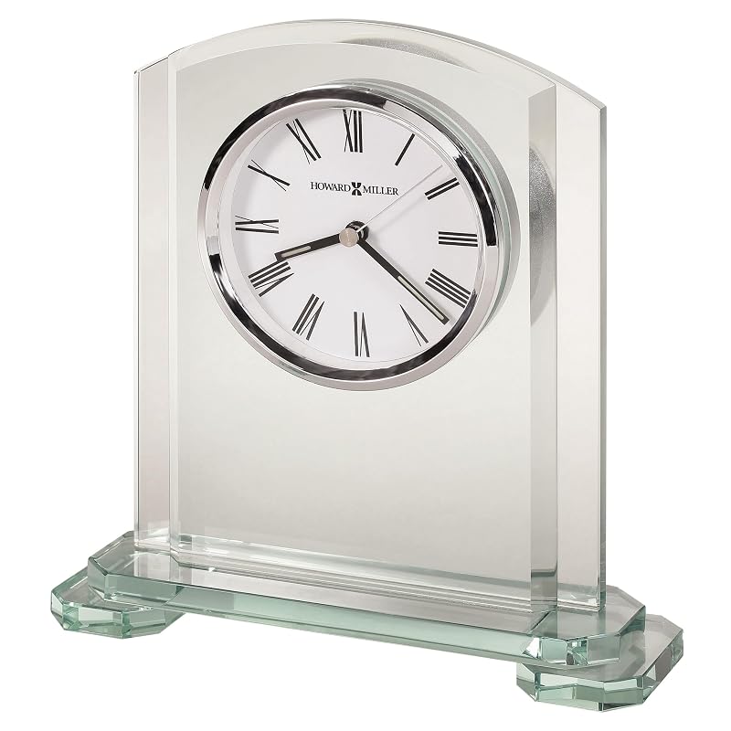 Howard Miller Chester Modern Tabletop Clock 555-208 - Glass Panels, White Dial