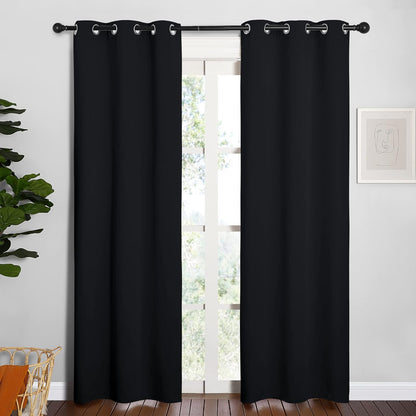 NICETOWN Blackout Curtains - Thermal Insulated Grommet Drapes for Autumn/Winter | Set of 2, 34" x 84", Black