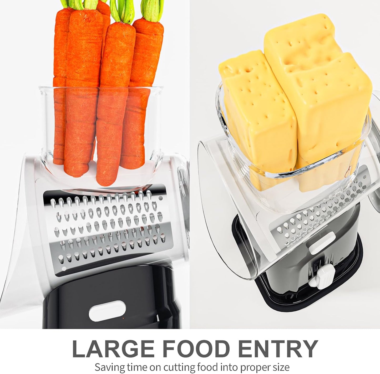 Ourokhome Cheese Grater - Crank Cheese Shredder & Mandoline Slicer with 5 Blades | Strong Suction Base, Black
