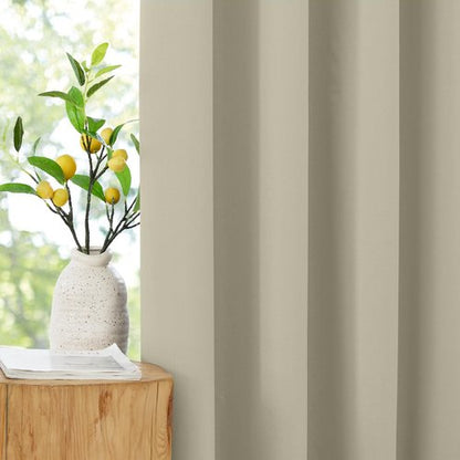 NICETOWN 100% Blackout Curtains 96 inches Long, Grommet Lightweight Easy to Install Portable Blackout Curtains Energy Saving Shades for Living Room/Bedroom, Muted Beige, W52 x L96, 2 Panels