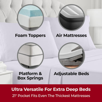 Mellanni Extra Deep Twin XL Sheets - 3 PC Iconic Collection Bedding - Hotel Luxury, Ultra Soft, Cooling Bed Sheets - Wrinkle, Fade, Stain Resistant (Twin Extra Long, Lavender)
