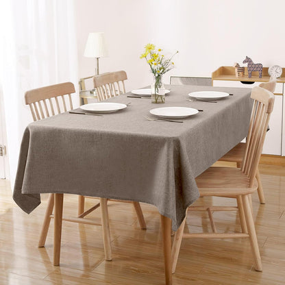 Skiennix Rectangle Tablecloth - 71x55 Inches Faux Linen, Wrinkle-Free & Waterproof in Taupe Brown