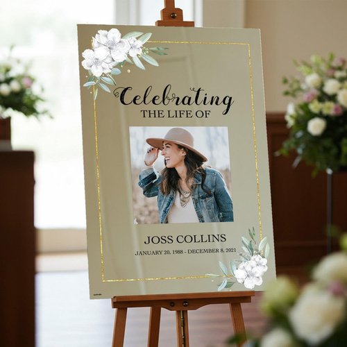 Custom Memorial Sign by [Brand Name] - Personalized Funeral Board with Picture - Elegant Tribute for Loved Ones