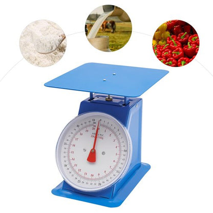 44 lbs Mechanical Dial Scale, Stainless Steel Mechanical Kitchen Scale Flat Platform Weighing Food Scale Heavy Duty Portion-Control Mechanical Scale Food Weight Scale for Kitchen