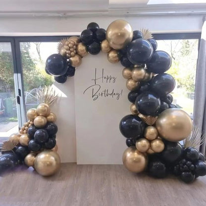 Black and Gold Balloons Garland Arch Kit - 134pcs Metallic Balloons for Graduation, New Year, Birthday Celebrations