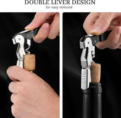 HYZ Wine Opener Bulk 20-Pack for Bartender, Professional Waiter Corkscrew Wine Key for Servers & Restaurant, Double Hinged Wine Bottle Opener with Foil Cutter, Commercial Bulk Set, (Black)