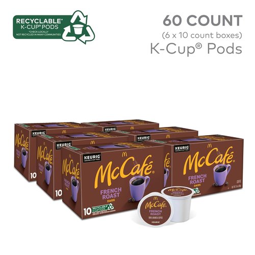 McCafe French Roast Coffee K-Cup Pods - Dark Roast, Single Serve, 60 Count (6 Packs of 10)
