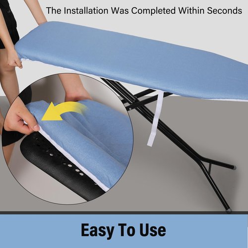 Iwtmm Ironing Board Cover and Pad with Silicone Coating, Thick Scorch-Resistant Padding, Heavy Duty for Home & Professional Use, Fits 15 x 54 Inches Boards, Secure Hook & Loop Fastener (Blue)