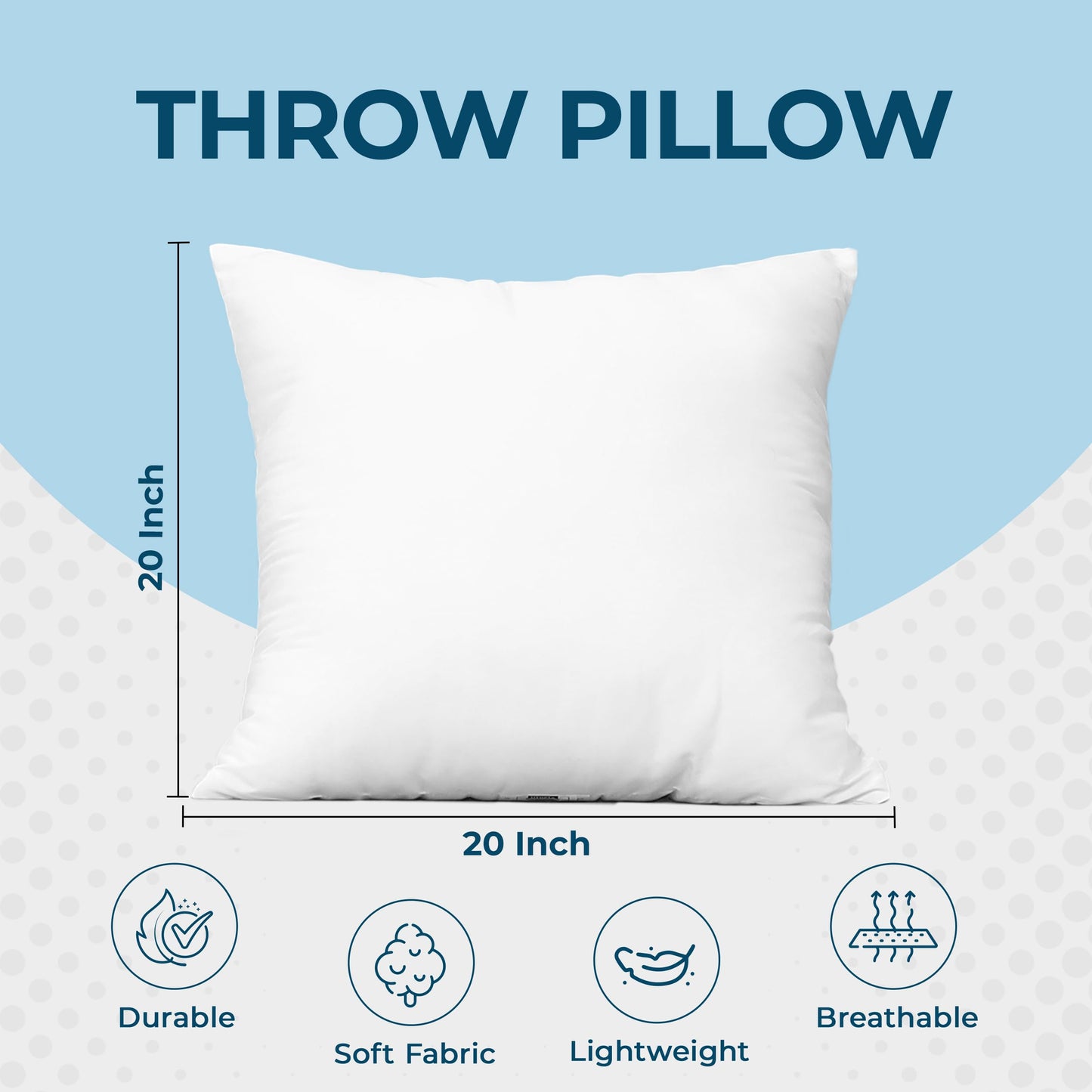 Utopia Bedding Throw Pillows (Set of 4, White) – 20 x 20 Inches Down Alternative Pillows for Bed, Sofa, and Couch - Fluffy Decorative Stuffer Pillow for Indoors & Outdoors