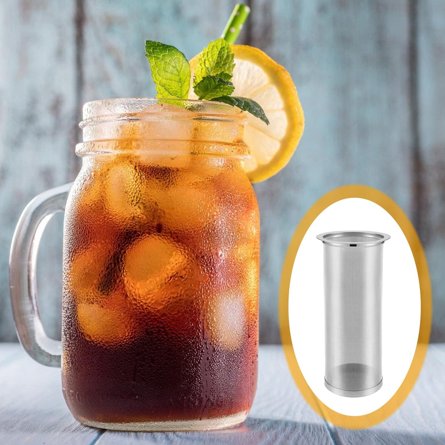 ZUOLUN Cold Brew Filter for Mason Jar: 2 Pieces Cold Brew Strainer, 2 Quart Stainless Steel Cold Brew Coffee Filter, Reusable Mesh Coffee Filter for Wide Mouth Mason Canning Jar