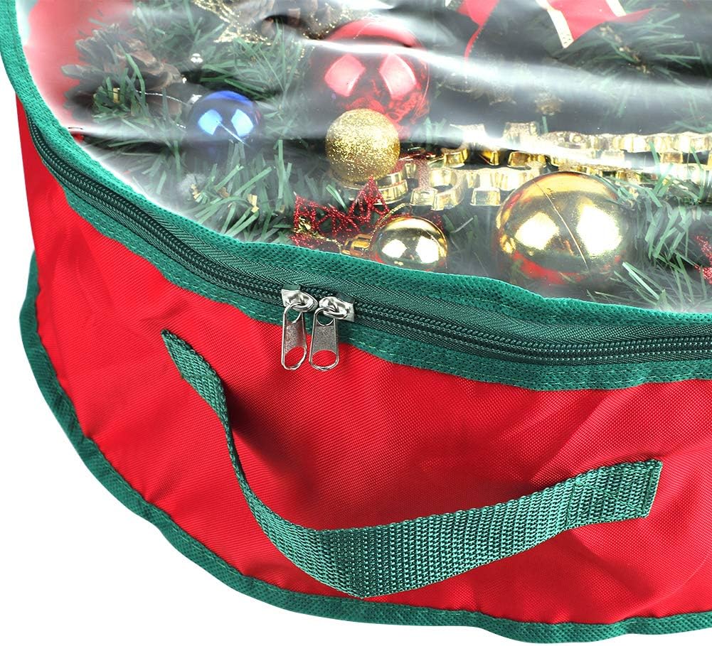 TITA-DONG Christmas Wreath Storage Bag - 2 Pcs Portable Organizer with Dual Zipper & Transparent Window