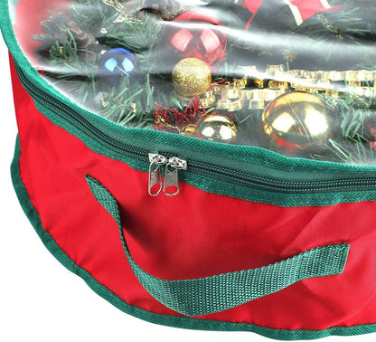 TITA-DONG Christmas Wreath Storage Bag - 2 Pcs Portable Organizer with Dual Zipper & Transparent Window
