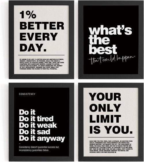DSHFG Motivational Wall Art Prints - Set of 4 Inspirational Retro Posters for Office & Home Decor | 8x10 Unframed