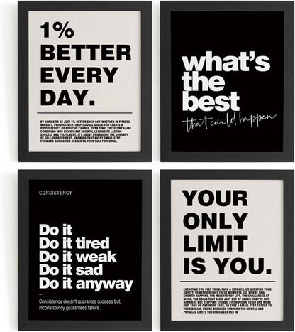 DSHFG Motivational Wall Art Prints - Set of 4 Inspirational Retro Posters for Office & Home Decor | 8x10 Unframed