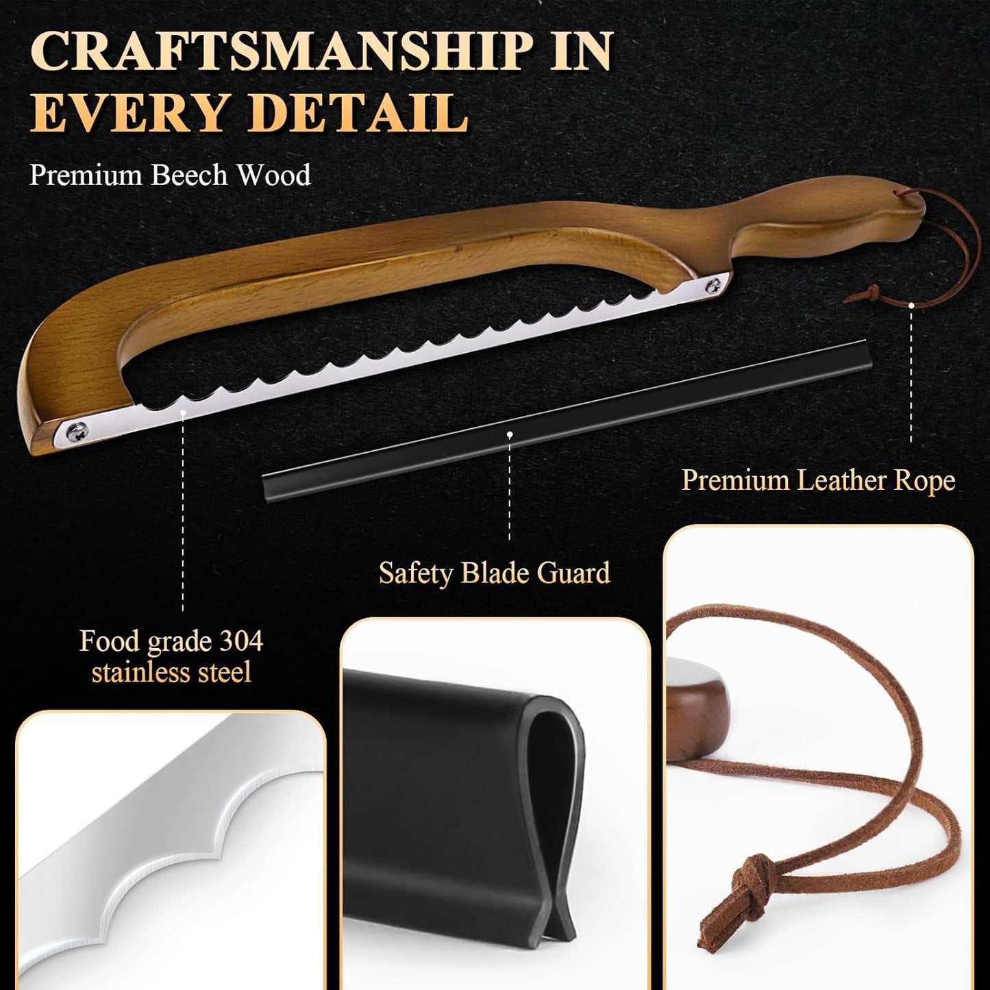 Skiennix Sourdough Bread Knife - Ergonomic Serrated Cutter for Easy Slicing | 2-Pack Set