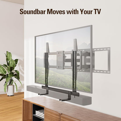 Mounting Dream Soundbar Mount - Heavy Duty Wall Bracket for Sound Bars Up to 26.5 LBS | Adjustable Height & No-Slip Base