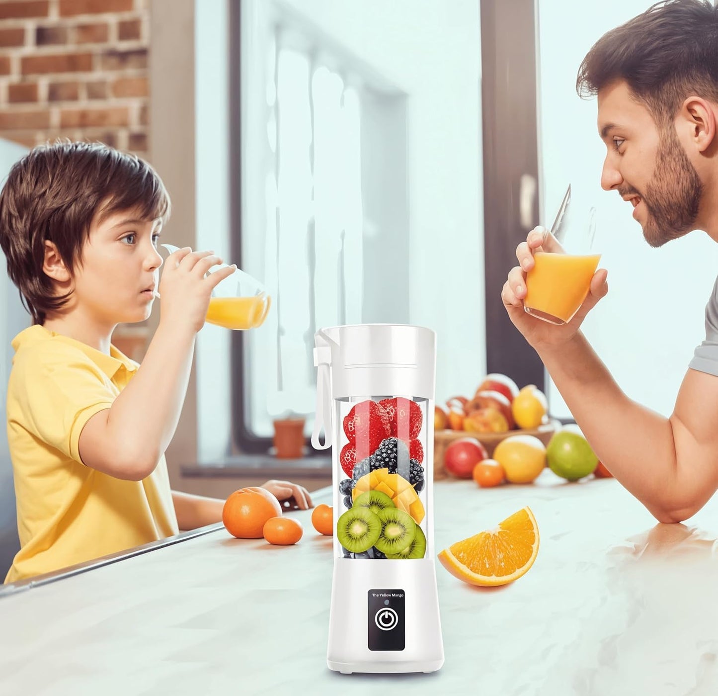 Portable Blender,Mini 6-blade Mixer for Smoothie,Milkshake, Juice, Mobile Hand juicer With USB Rechargeable For Travel, office, picnic, fitness (White)