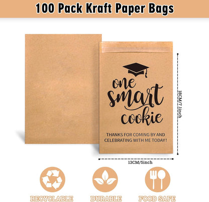 Whaline Graduation Candy Gift Bags - 100 Pack Self-Adhesive Treat Bags for 2026 Grad Party